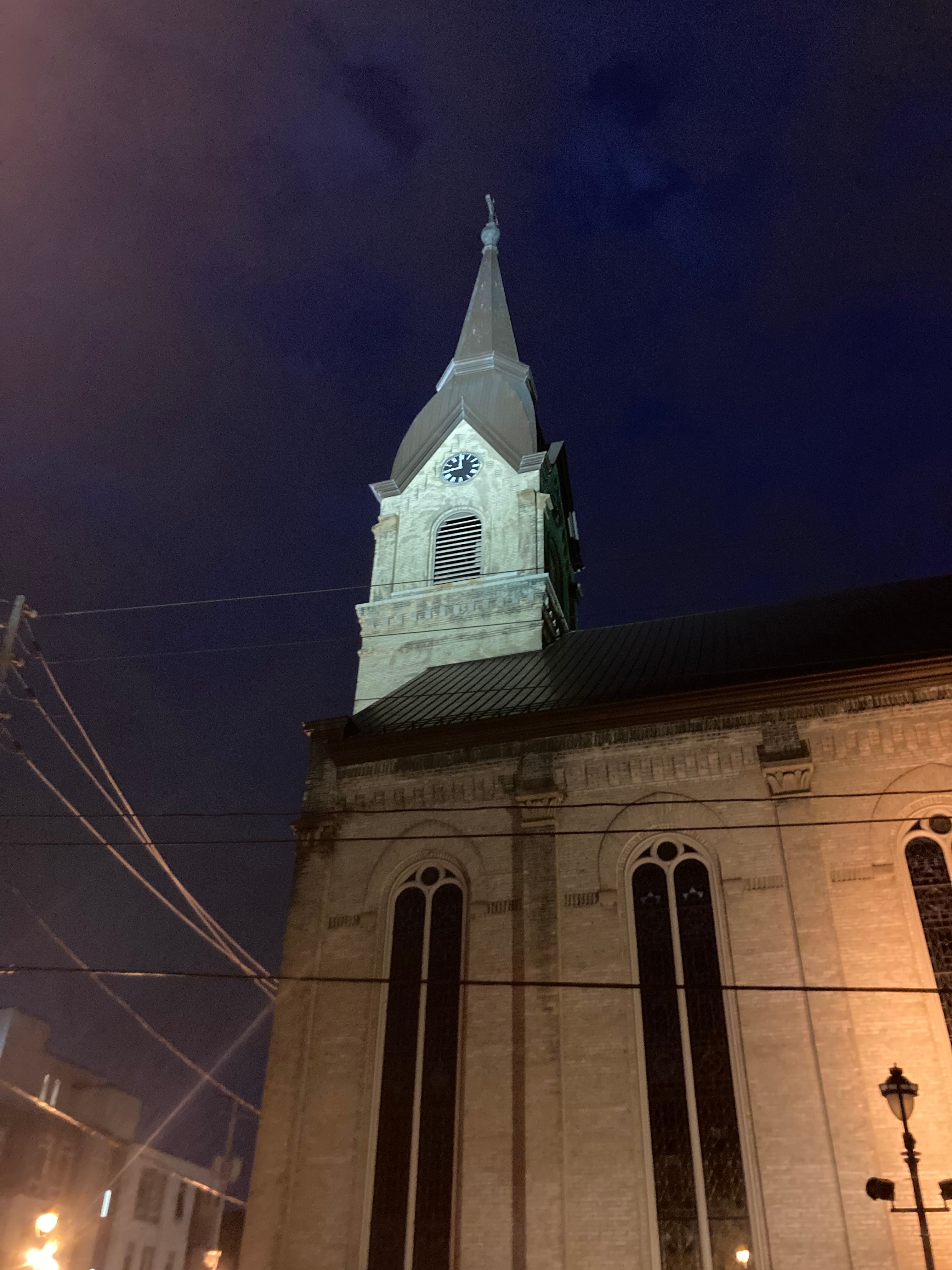 St. Hedwig's Church on Brady Street at night