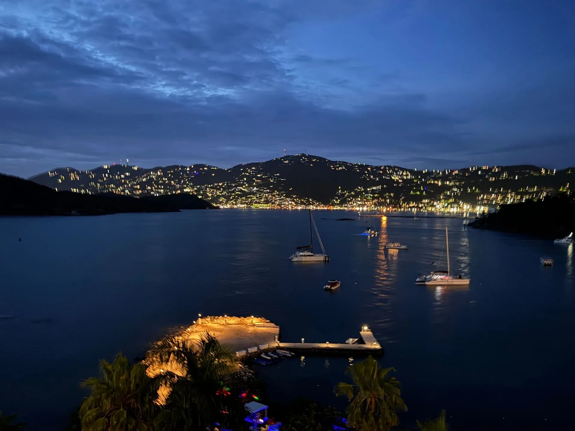 Charlotte Amalie at night, seen from Frenchman's Reef