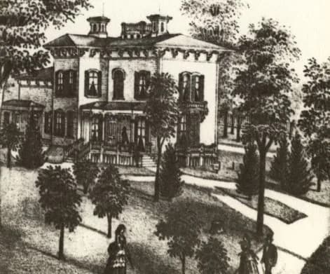 Historic drawing of the Maxwell Mansion in Lake Geneva