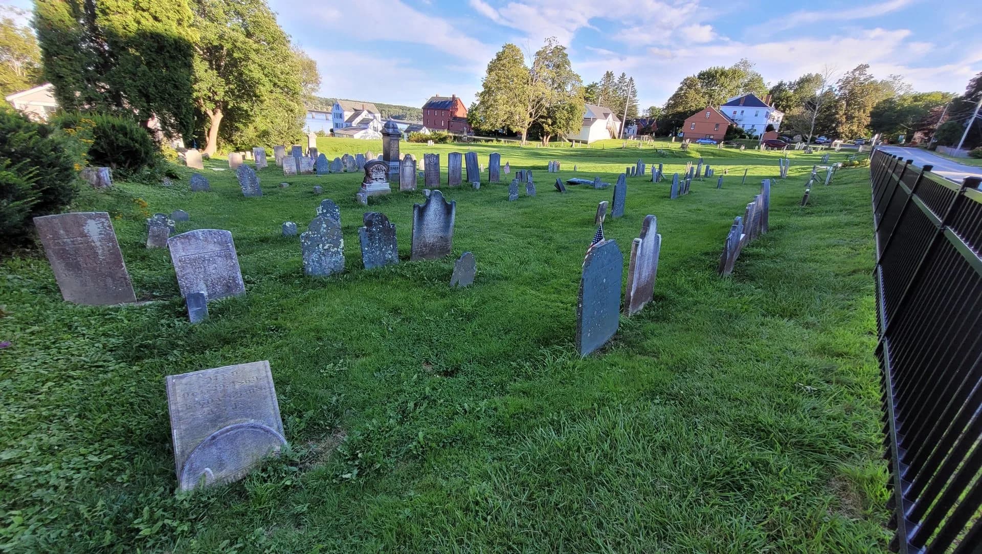 A black and white photo of wiscasset 's ancient burial ground