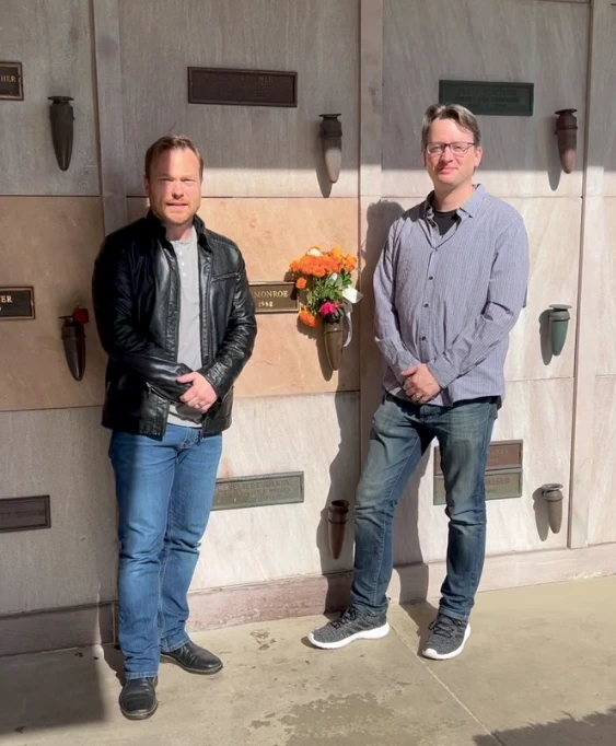 Standing in front of Marilyn's grave with Scott Markus and Mike Huberty