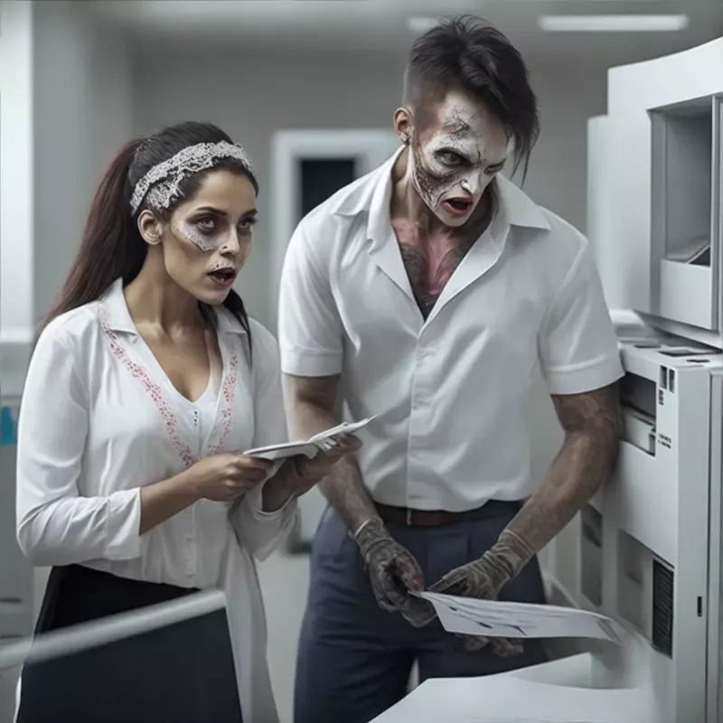 A man and a woman are looking at a piece of paper