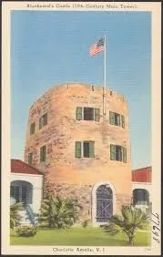 old image of bluebeard castle in virgin islands