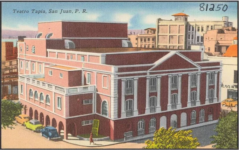 A postcard of the haunted Teatro Tapia theater in San Juan, Puerto Rico
