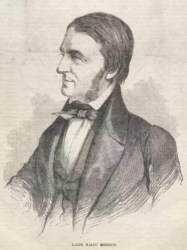 A black and white drawing of a man in a suit