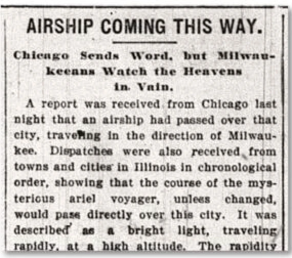 The 1897 Milwaukee Airship Mystery