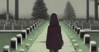 A cemetery with a lot of graves and trees in the background.