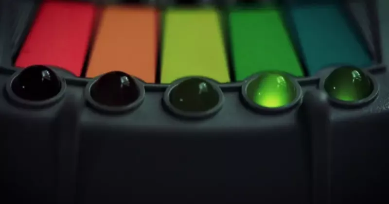 A close up of a game with a bunch of lights on it.