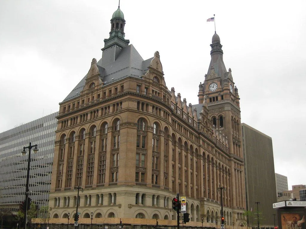 A large building with a clock on top of it