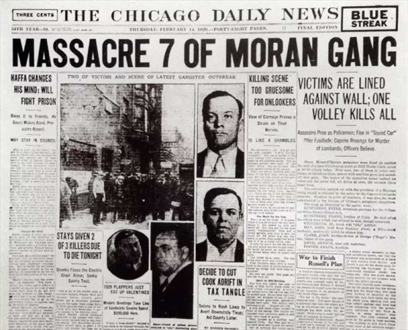 Chicago newspaper with the St. Valentine's Day Massacre