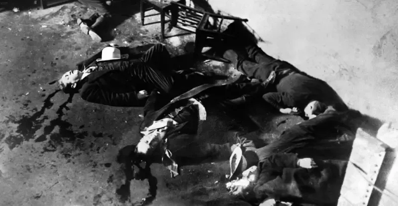 Pictures of the dead bodies from the St. Valentine's Day Massacre