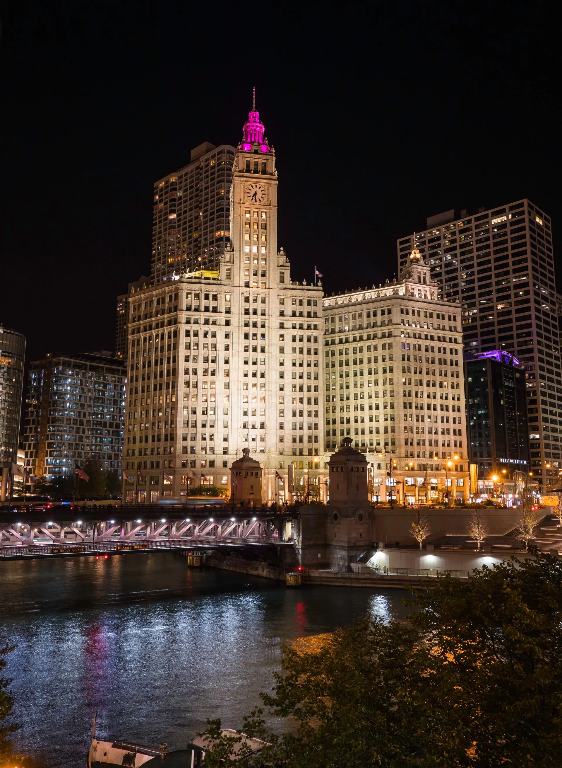 Chicago River at night